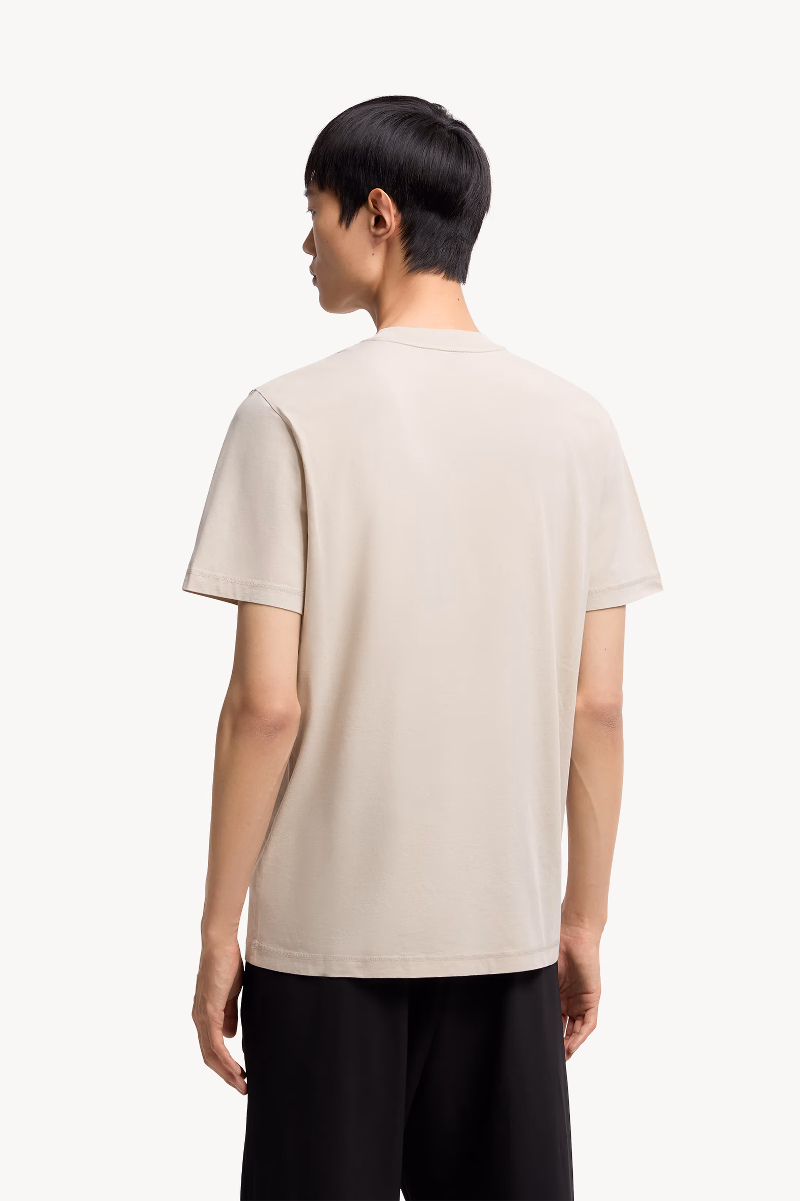 Logo Patch Cotton T-Shirt Men Light Beige Moncler 5